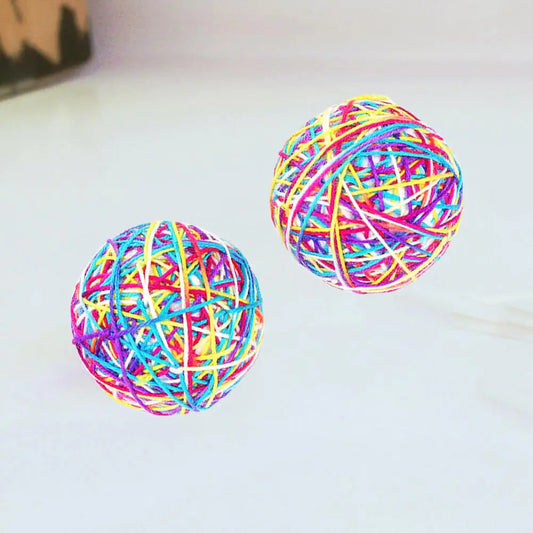 2-Pack Colorful Woolen Cat Play Balls