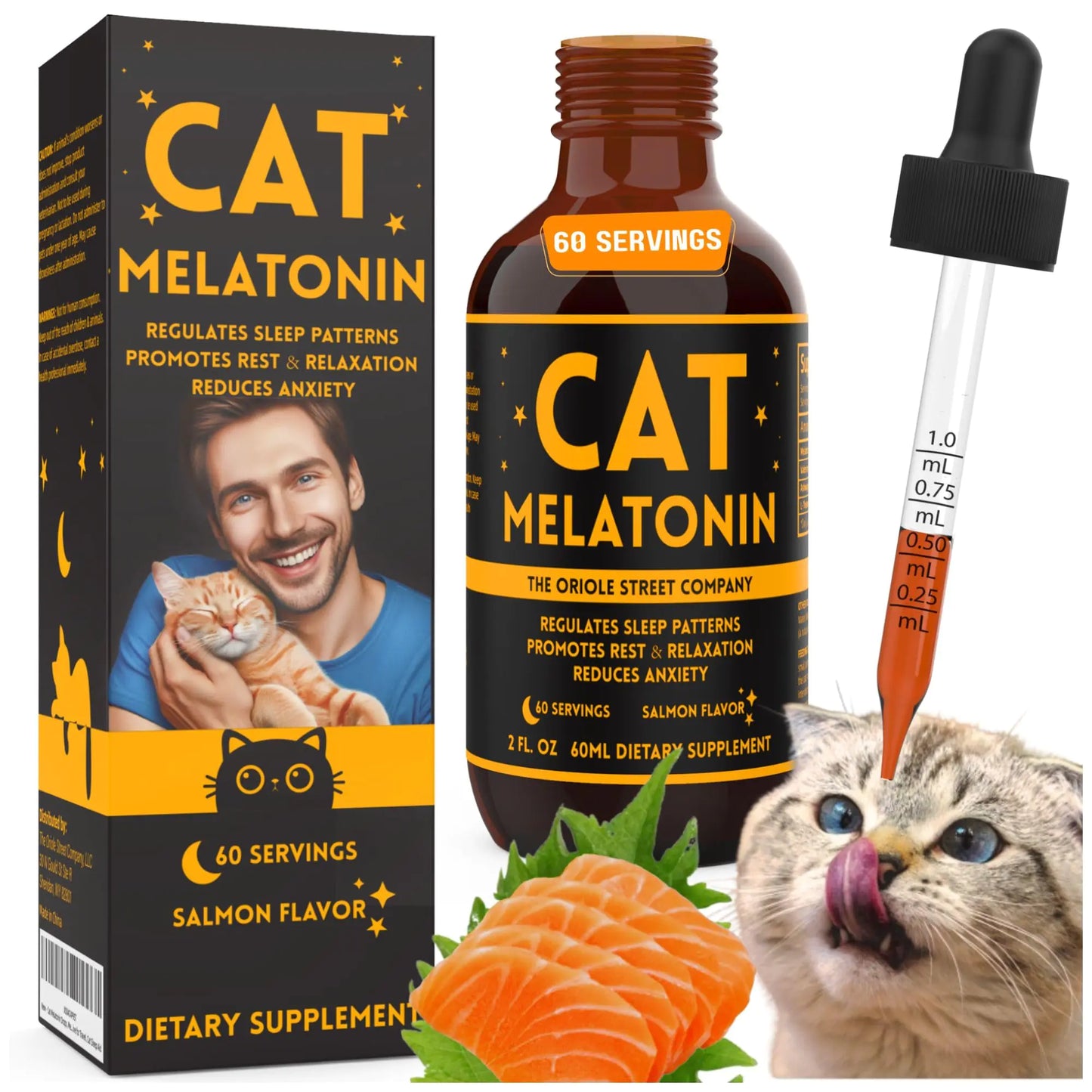 Cat Melatonin Treats For Sleep 60ml Salmon Flavor