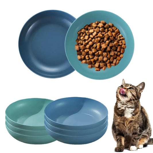 Feline Feast 6 Bowl Set in Blue and Cyan